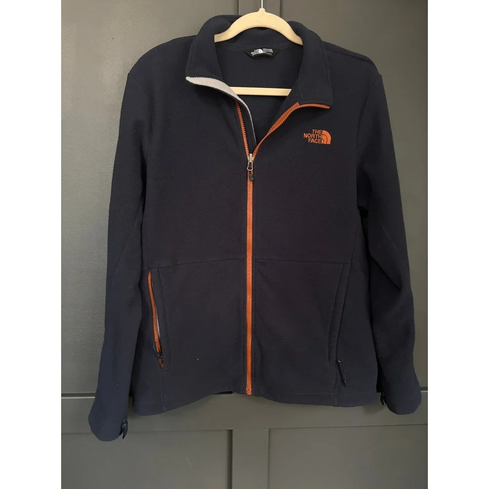 The North Face Fleece Jacket Mens M Navy‎ Blue Orange Full Zip Outdoor Hiking